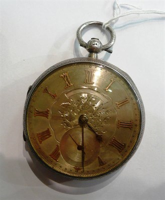 Lot 65 - A silver lever pocket watch with champleve dial by John Forrest, London, cased