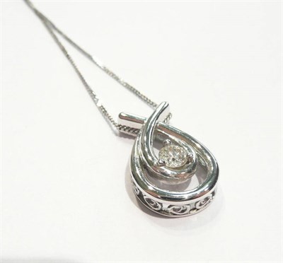 Lot 94 - Diamond pendant in 9ct white gold on a fine chain