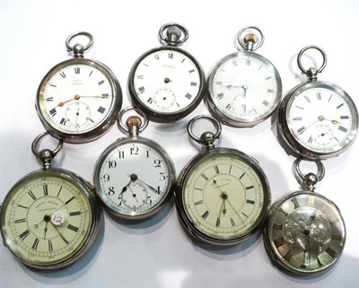 Lot 95 - Eight open faced pocket watches