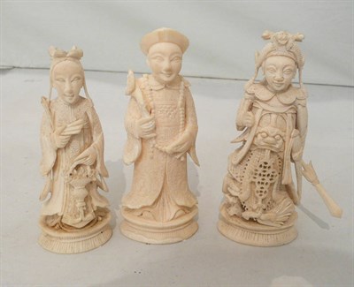 Lot 130 - Three Chinese ivory chess men