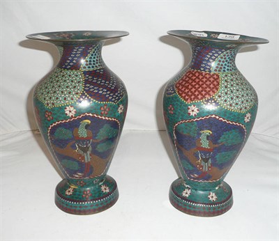 Lot 139 - Pair of Chinese parrot cloisonne vases