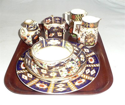 Lot 147 - A Davenport plate, a Derby cup and saucer, two 198 pattern jugs, a Derby coffee can and Derby...