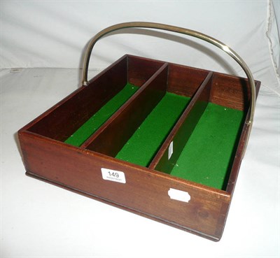 Lot 149 - A mahogany three division cutlery tray with a brass handle