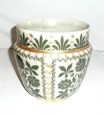 Lot 151 - A late Victorian Doulton stoneware vase with flowers on a celadon ground