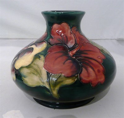 Lot 161 - A Walter Moorcroft 'Hibiscus' squat vase