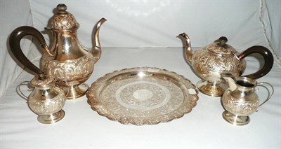 Lot 167 - Composite Kelantan silver five piece tea and coffee set