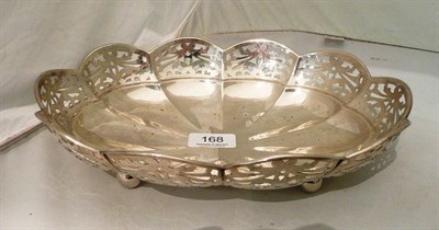 Lot 168 - A George V silver lobed oval basket with pierced rim, Birmingham 1927, 11oz.