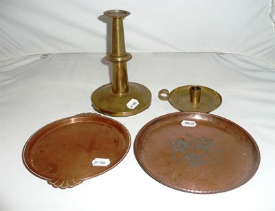 Lot 175 - Four pieces of Arts & Crafts metalwork including Birmingham Guild and Keswick style...