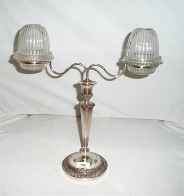 Lot 190 - Silver plated two branch night light holder