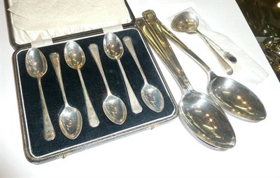 Lot 203 - Small quantity of silver, teaspoons, serving spoons etc