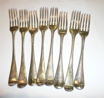 Lot 204 - Eight Georgian silver forks, 18oz