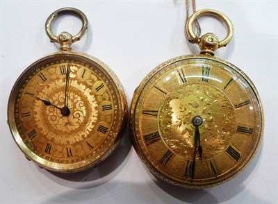 Lot 212 - Two gold key wind pocket watches