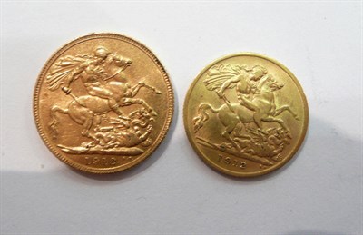 Lot 223 - A George V gold sovereign and a half sovereign, 1912