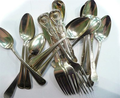 Lot 234 - A collection of Scottish silver including ten Victorian tea spoons, five Georgian forks and...