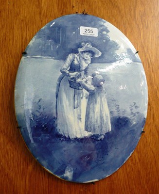 Lot 255 - Doulton Burslem blue and white oval plaque