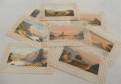 Lot 274 - A set of nine Victorian miniature watercolour landscape paintings