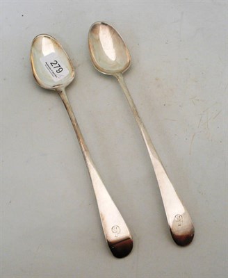 Lot 279 - Two Georgian silver basting spoons, 6oz