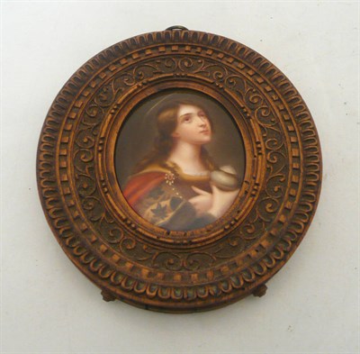 Lot 294 - A German porcelain plaque painted with a maiden