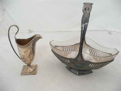 Lot 297 - A silver cream helmet and a WMF plated centre piece with glass liner