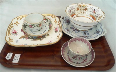 Lot 303 - Ironstone dish, a Coalport dish, a slop bowl, cup and saucer and a teabowl and saucer