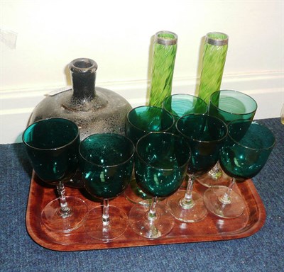 Lot 321 - Tray of art glass vases and wines