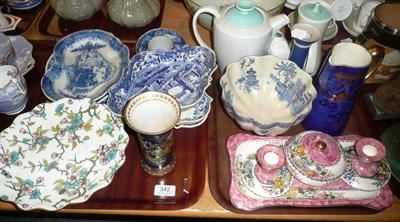 Lot 342 - 18th century Chinese blue and white cup and saucer, Carlton vase, Maling dressing table set,...