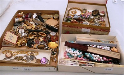 Lot 374 - A quantity of costume jewellery in three boxes