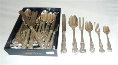 Lot 376 - Part canteen of silver cutlery and knives with steel blades