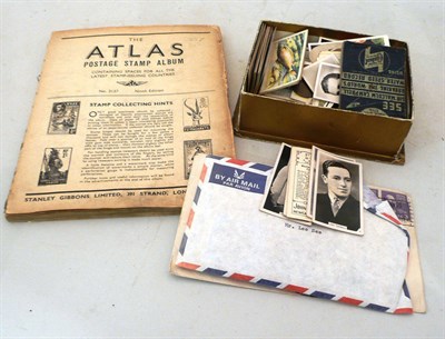 Lot 412 - Box of assorted coins, stamps and a Sir Donald Campbell Coniston record 'flicker book'