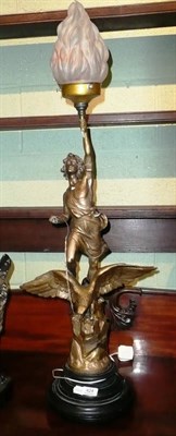 Lot 424 - Painted spelter figural lamp