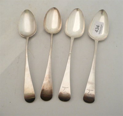 Lot 434 - Four Georgian silver tablespoons, 6oz