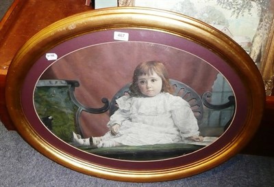 Lot 467 - Oil of a girl in an oval frame, Elizabeth Chase