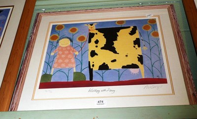 Lot 474 - Mackenzie Thorpe print 'Walking with Daisy' signed artist proof 42/50