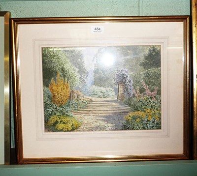 Lot 484 - Pair of watercolours - Garden Scenes