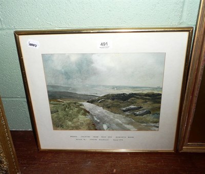 Lot 491 - Joseph Pighills watercolour 'Bonte Country from West End Haworth Moor'