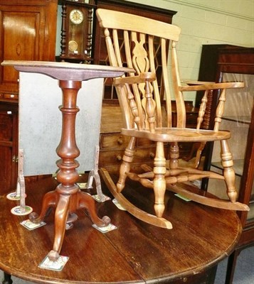 Lot 531 - Two tripod tables, firescreen and a rocking chair