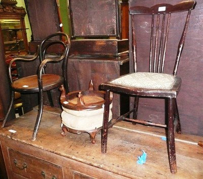 Lot 532 - A pair of Victorian walnut footstools, a child bentwood chair and another chair