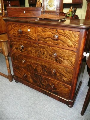 Lot 580 - Victorian walnut four height chest with grained decoration