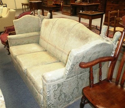 Lot 583 - Green upholstered knole settee