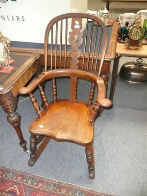 Lot 675 - Victorian high back windsor rocking chair