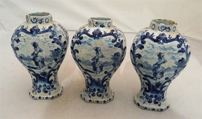 Lot 5 - Three 19th century Dutch Delft vases (3)