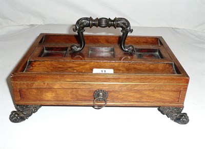 Lot 11 - A Regency rosewood and bronze inkwell (missing bottles)