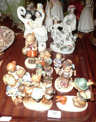 Lot 17 - Ten Hummel figures (five a.f.) and two small Staffordshire figures (12)
