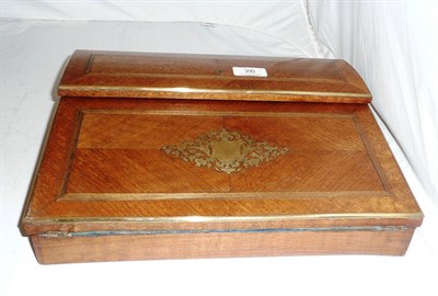 Lot 26 - A Kingwood and brass bound writing box with hinged lid and fitted interior