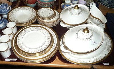 Lot 38 - Royal Doulton Belmont part dinner and coffee wares on two trays