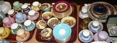 Lot 39 - Four trays of tea and coffee wares including  Susie Cooper, Aynsley fruit printed Harlequin,...