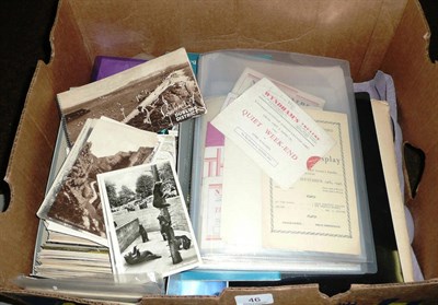 Lot 46 - Mixed ephemera, including a box of postcards, theatre programmes, newspapers, magazines, royal...