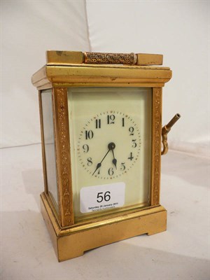 Lot 56 - Carriage clock with key