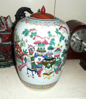 Lot 79 - A Chinese famille rose ginger jar with a wooden cover