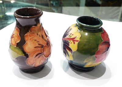 Lot 97 - Two Walter Moorcroft 'Hibiscus' miniature vases